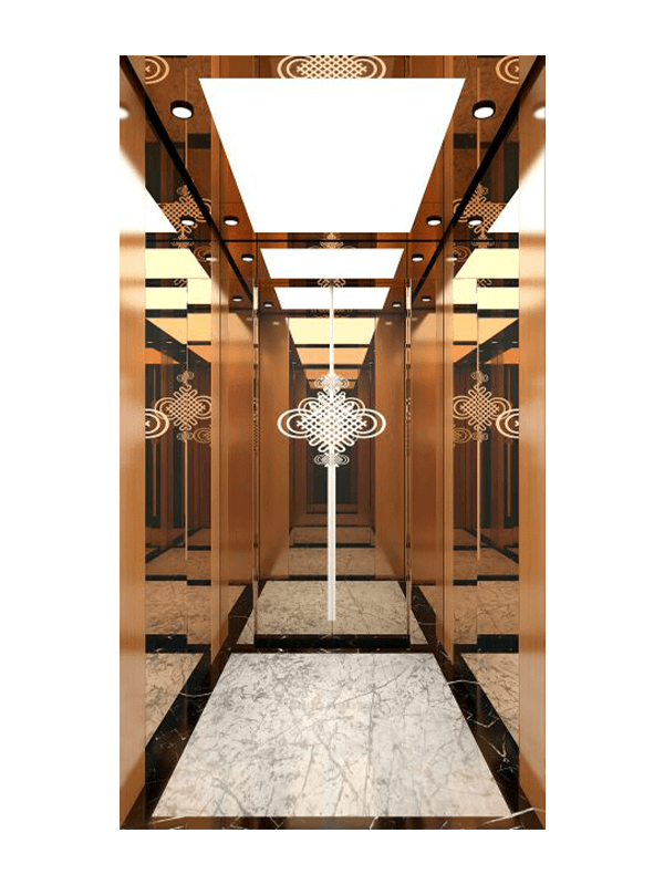 Elegant Rose Gold Elevator Cabin Decoration
