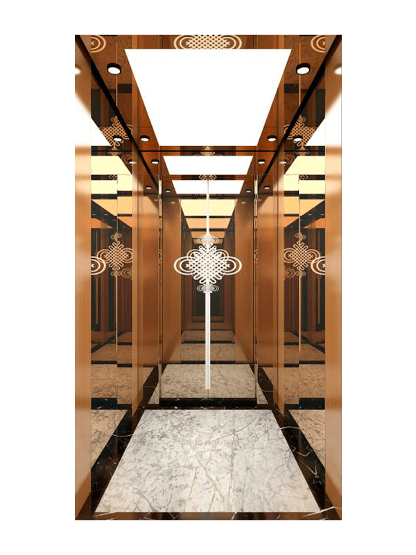 Elegant Rose Gold Elevator Cabin Decoration